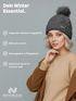 Damen Strickmütze mit Fleecefutter und Kunstfell Bommel Zopfmuster Grobstrick Wintermütze Bommelmütze Model 2207 Neverless®preview