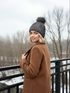 Damen Strickmütze mit Fleecefutter und Kunstfell Bommel Zopfmuster Grobstrick Wintermütze Bommelmütze Model 2207 Neverless®preview