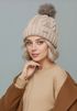 Damen Strickmütze mit Fleecefutter und Kunstfell Bommel Zopfmuster Grobstrick Wintermütze Bommelmütze Model 2207 Neverless®preview