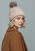 Damen Strickmütze mit Fleecefutter und Kunstfell Bommel Zopfmuster Grobstrick Wintermütze Bommelmütze Model 2207 Neverless®preview