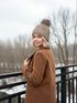 Damen Strickmütze mit Fleecefutter und Kunstfell Bommel Zopfmuster Grobstrick Wintermütze Bommelmütze Model 2207 Neverless®preview