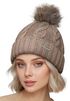 Damen Strickmütze mit Fleecefutter und Kunstfell Bommel Zopfmuster Grobstrick Wintermütze Bommelmütze Model 2207 Neverless®preview