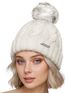 Damen Strickmütze mit Fleecefutter und Kunstfell Bommel Zopfmuster Grobstrick Wintermütze Bommelmütze Model 2207 Neverless®preview