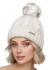 Damen Strickmütze mit Fleecefutter und Kunstfell Bommel Zopfmuster Grobstrick Wintermütze Bommelmütze Model 2207 Neverless®preview
