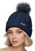 Damen Strickmütze mit Fleecefutter und Kunstfell Bommel Zopfmuster Grobstrick Wintermütze Bommelmütze Model 2207 Neverless®preview