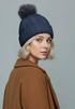 Damen Strickmütze mit Fleecefutter und Kunstfell Bommel Zopfmuster Grobstrick Wintermütze Bommelmütze Model 2207 Neverless®preview