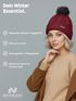 Damen Strickmütze mit Fleecefutter und Kunstfell Bommel Zopfmuster Grobstrick Wintermütze Bommelmütze Model 2207 Neverless®preview