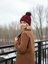 Damen Strickmütze mit Fleecefutter und Kunstfell Bommel Zopfmuster Grobstrick Wintermütze Bommelmütze Model 2207 Neverless®preview