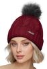 Damen Strickmütze mit Fleecefutter und Kunstfell Bommel Zopfmuster Grobstrick Wintermütze Bommelmütze Model 2207 Neverless®preview