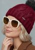 Damen Strickmütze mit Fleecefutter und Kunstfell Bommel Zopfmuster Grobstrick Wintermütze Bommelmütze Model 2207 Neverless®preview