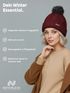 Damen Strickmütze mit Fleecefutter und Kunstfell Bommel Zopfmuster Grobstrick Wintermütze Bommelmütze Model 2207 Neverless®preview