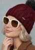 Damen Strickmütze mit Fleecefutter und Kunstfell Bommel Zopfmuster Grobstrick Wintermütze Bommelmütze Model 2207 Neverless®preview