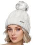 Damen Strickmütze mit Fleecefutter und Kunstfell Bommel Zopfmuster Grobstrick Wintermütze Bommelmütze Model 2207 Neverless®preview