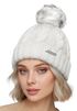 Damen Strickmütze mit Fleecefutter und Kunstfell Bommel Zopfmuster Grobstrick Wintermütze Bommelmütze Model 2207 Neverless®preview