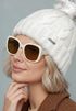 Damen Strickmütze mit Fleecefutter und Kunstfell Bommel Zopfmuster Grobstrick Wintermütze Bommelmütze Model 2207 Neverless®preview