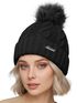 Damen Strickmütze mit Fleecefutter und Kunstfell Bommel Zopfmuster Grobstrick Wintermütze Bommelmütze Neverless®preview