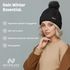 Damen Strickmütze mit Fleecefutter und Kunstfell Bommel Zopfmuster Grobstrick Wintermütze Bommelmütze Neverless®preview