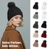 Damen Strickmütze mit Fleecefutter und Kunstfell Bommel Zopfmuster Grobstrick Wintermütze Bommelmütze Neverless®preview