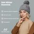 Damen Strickmütze mit Fleecefutter und Kunstfell Bommel Zopfmuster Grobstrick Wintermütze Bommelmütze Neverless®preview
