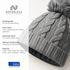 Damen Strickmütze mit Fleecefutter und Kunstfell Bommel Zopfmuster Grobstrick Wintermütze Bommelmütze Neverless®preview