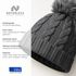 Damen Strickmütze mit Fleecefutter und Kunstfell Bommel Zopfmuster Grobstrick Wintermütze Bommelmütze Neverless®preview