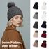 Damen Strickmütze mit Fleecefutter und Kunstfell Bommel Zopfmuster Grobstrick Wintermütze Bommelmütze Neverless®preview
