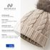 Damen Strickmütze mit Fleecefutter und Kunstfell Bommel Zopfmuster Grobstrick Wintermütze Bommelmütze Neverless®preview