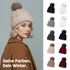 Damen Strickmütze mit Fleecefutter und Kunstfell Bommel Zopfmuster Grobstrick Wintermütze Bommelmütze Neverless®preview