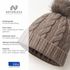 Damen Strickmütze mit Fleecefutter und Kunstfell Bommel Zopfmuster Grobstrick Wintermütze Bommelmütze Neverless®preview