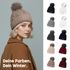Damen Strickmütze mit Fleecefutter und Kunstfell Bommel Zopfmuster Grobstrick Wintermütze Bommelmütze Neverless®preview