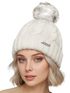 Damen Strickmütze mit Fleecefutter und Kunstfell Bommel Zopfmuster Grobstrick Wintermütze Bommelmütze Neverless®preview