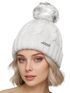 Damen Strickmütze mit Fleecefutter und Kunstfell Bommel Zopfmuster Grobstrick Wintermütze Bommelmütze Neverless®preview