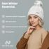 Damen Strickmütze mit Fleecefutter und Kunstfell Bommel Zopfmuster Grobstrick Wintermütze Bommelmütze Neverless®preview