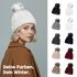 Damen Strickmütze mit Fleecefutter und Kunstfell Bommel Zopfmuster Grobstrick Wintermütze Bommelmütze Neverless®preview