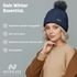 Damen Strickmütze mit Fleecefutter und Kunstfell Bommel Zopfmuster Grobstrick Wintermütze Bommelmütze Neverless®preview