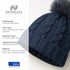Damen Strickmütze mit Fleecefutter und Kunstfell Bommel Zopfmuster Grobstrick Wintermütze Bommelmütze Neverless®preview