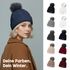 Damen Strickmütze mit Fleecefutter und Kunstfell Bommel Zopfmuster Grobstrick Wintermütze Bommelmütze Neverless®preview