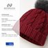 Damen Strickmütze mit Fleecefutter und Kunstfell Bommel Zopfmuster Grobstrick Wintermütze Bommelmütze Neverless®preview