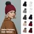 Damen Strickmütze mit Fleecefutter und Kunstfell Bommel Zopfmuster Grobstrick Wintermütze Bommelmütze Neverless®preview
