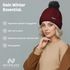 Damen Strickmütze mit Fleecefutter und Kunstfell Bommel Zopfmuster Grobstrick Wintermütze Bommelmütze Neverless®preview