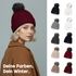 Damen Strickmütze mit Fleecefutter und Kunstfell Bommel Zopfmuster Grobstrick Wintermütze Bommelmütze Neverless®preview