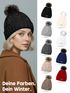 Damen Strickmütze mit Pompom Zopfstrickmuster Bommelmütze gefüttert mit Fleece Wintermütze Model 1979 Neverless®preview