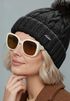 Damen Strickmütze mit Pompom Zopfstrickmuster Bommelmütze gefüttert mit Fleece Wintermütze Model 1979 Neverless®preview
