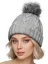 Damen Strickmütze mit Pompom Zopfstrickmuster Bommelmütze gefüttert mit Fleece Wintermütze Model 1979 Neverless®preview