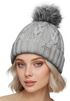 Damen Strickmütze mit Pompom Zopfstrickmuster Bommelmütze gefüttert mit Fleece Wintermütze Model 1979 Neverless®preview