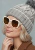 Damen Strickmütze mit Pompom Zopfstrickmuster Bommelmütze gefüttert mit Fleece Wintermütze Model 1979 Neverless®preview