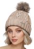 Damen Strickmütze mit Pompom Zopfstrickmuster Bommelmütze gefüttert mit Fleece Wintermütze Model 1979 Neverless®preview
