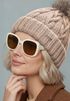 Damen Strickmütze mit Pompom Zopfstrickmuster Bommelmütze gefüttert mit Fleece Wintermütze Model 1979 Neverless®preview