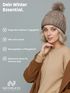 Damen Strickmütze mit Pompom Zopfstrickmuster Bommelmütze gefüttert mit Fleece Wintermütze Model 1979 Neverless®preview