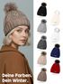 Damen Strickmütze mit Pompom Zopfstrickmuster Bommelmütze gefüttert mit Fleece Wintermütze Model 1979 Neverless®preview